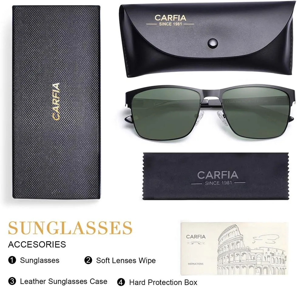 CARFIA Metal Mens Sunglasses Polarized UV400 Protection for Driving Fishing Hiking Golf Everyday Use CA5225