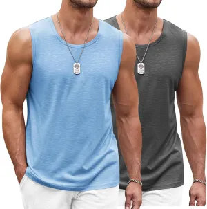 COOFANDY Men's Workout Tank Top 2 Pack Casual Soft Sleeveless Gym Muscle Shirts Bodybuilding Tee