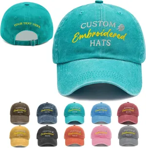 Custom Embroidered Hats, Personalized Baseball Caps with Logo Text, Customized Embroidered Baseball Hat Gifts for Men Women