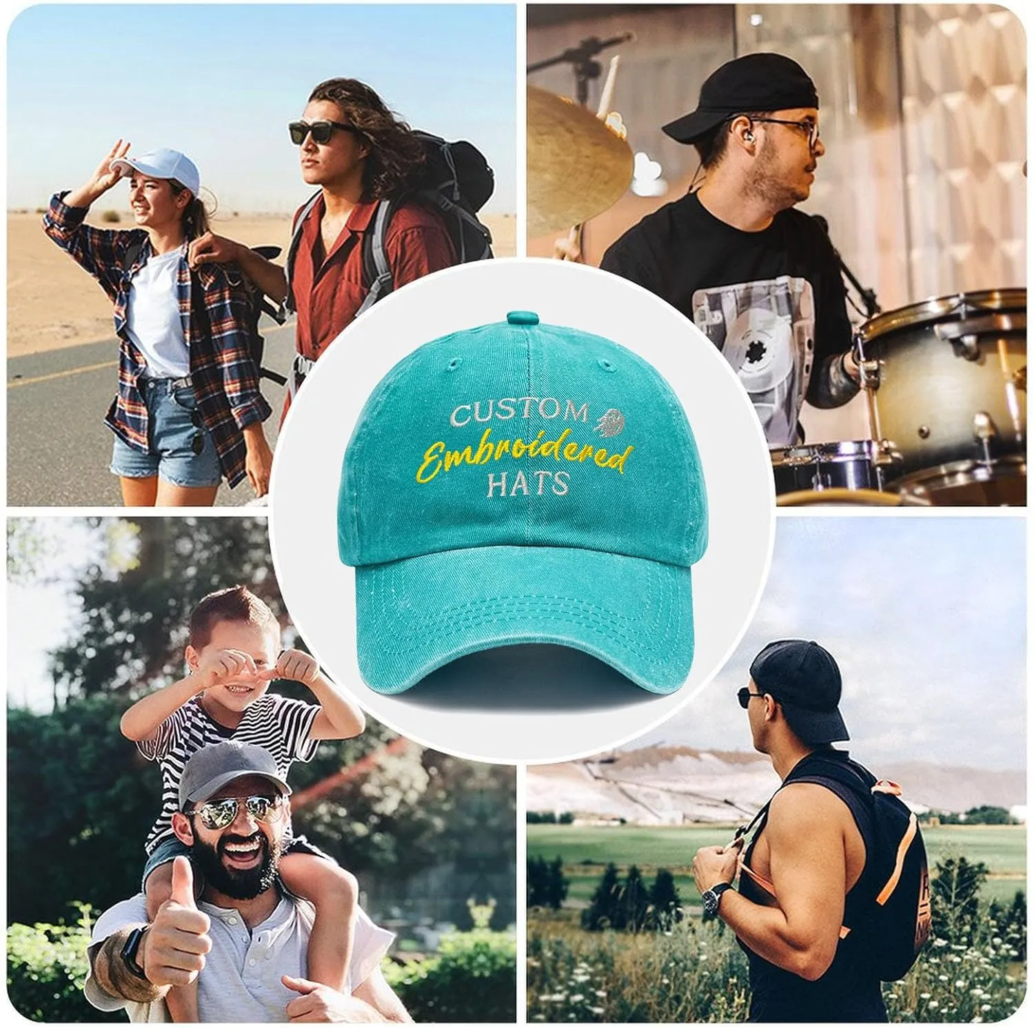 Custom Embroidered Hats, Personalized Baseball Caps with Logo Text, Customized Embroidered Baseball Hat Gifts for Men Women