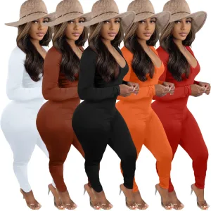 Fashion drawstring pleated jumpsuit（AY1458）