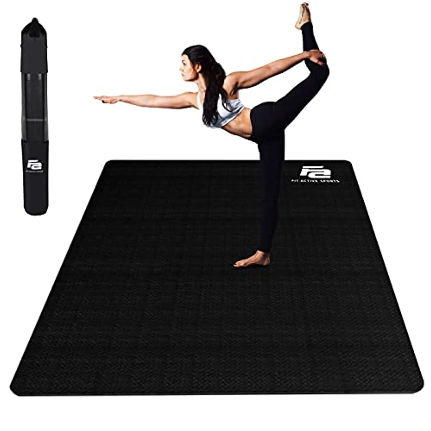 Fit Active Sports Large Exercise Mat 6' x 4' x 8mm | Thick Non-Slip Extra Wide Workout Mat for Home Gym, Cardio, Yoga, Floor Fitness, MMA, Plyo, and Jump Rope | High Density | Shoe Friendly