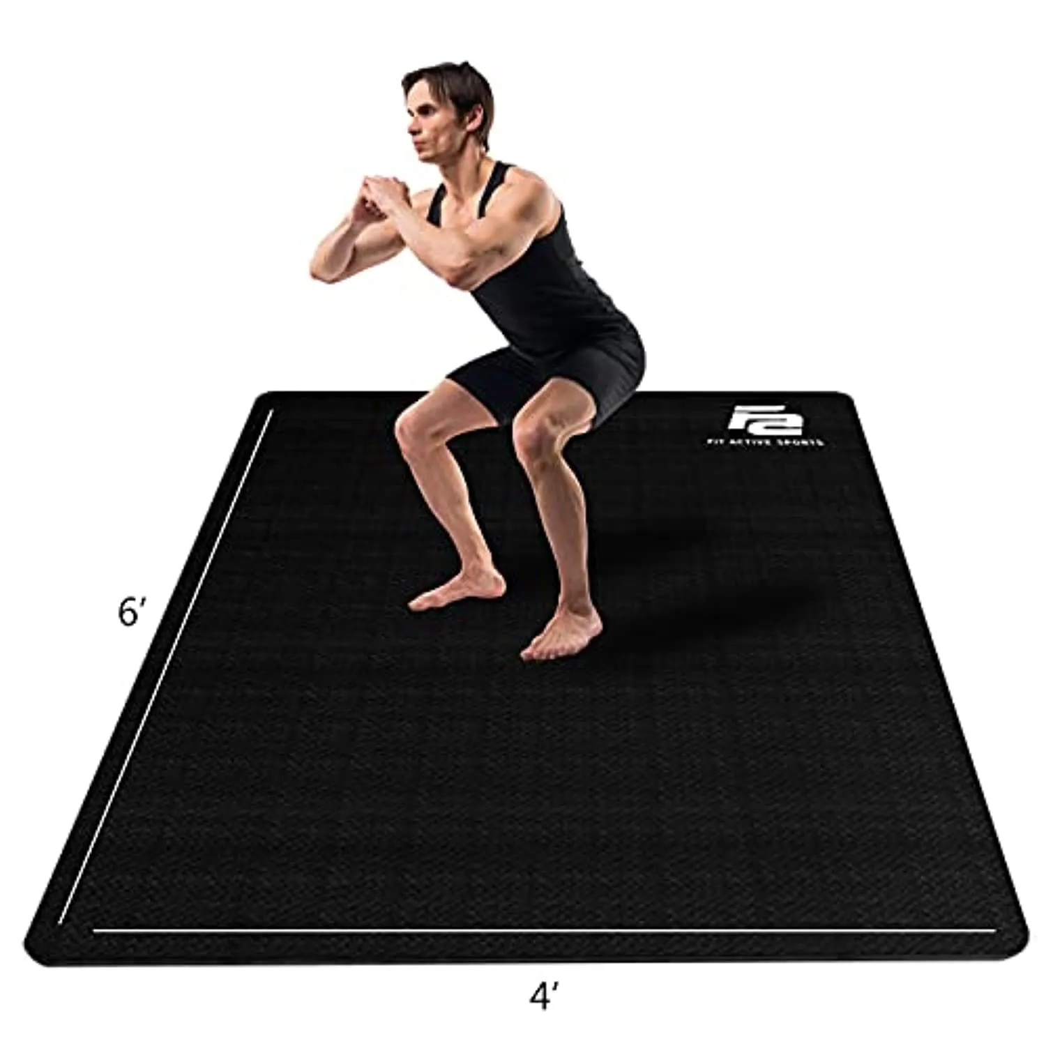 Fit Active Sports Large Exercise Mat 6' x 4' x 8mm | Thick Non-Slip Extra Wide Workout Mat for Home Gym, Cardio, Yoga, Floor Fitness, MMA, Plyo, and Jump Rope | High Density | Shoe Friendly