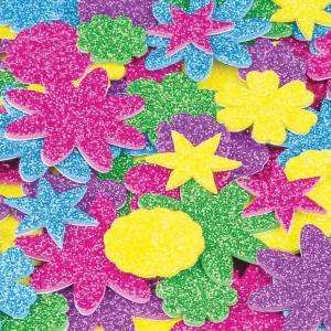 Foam Glitter Flower Stickers - Pack of 120