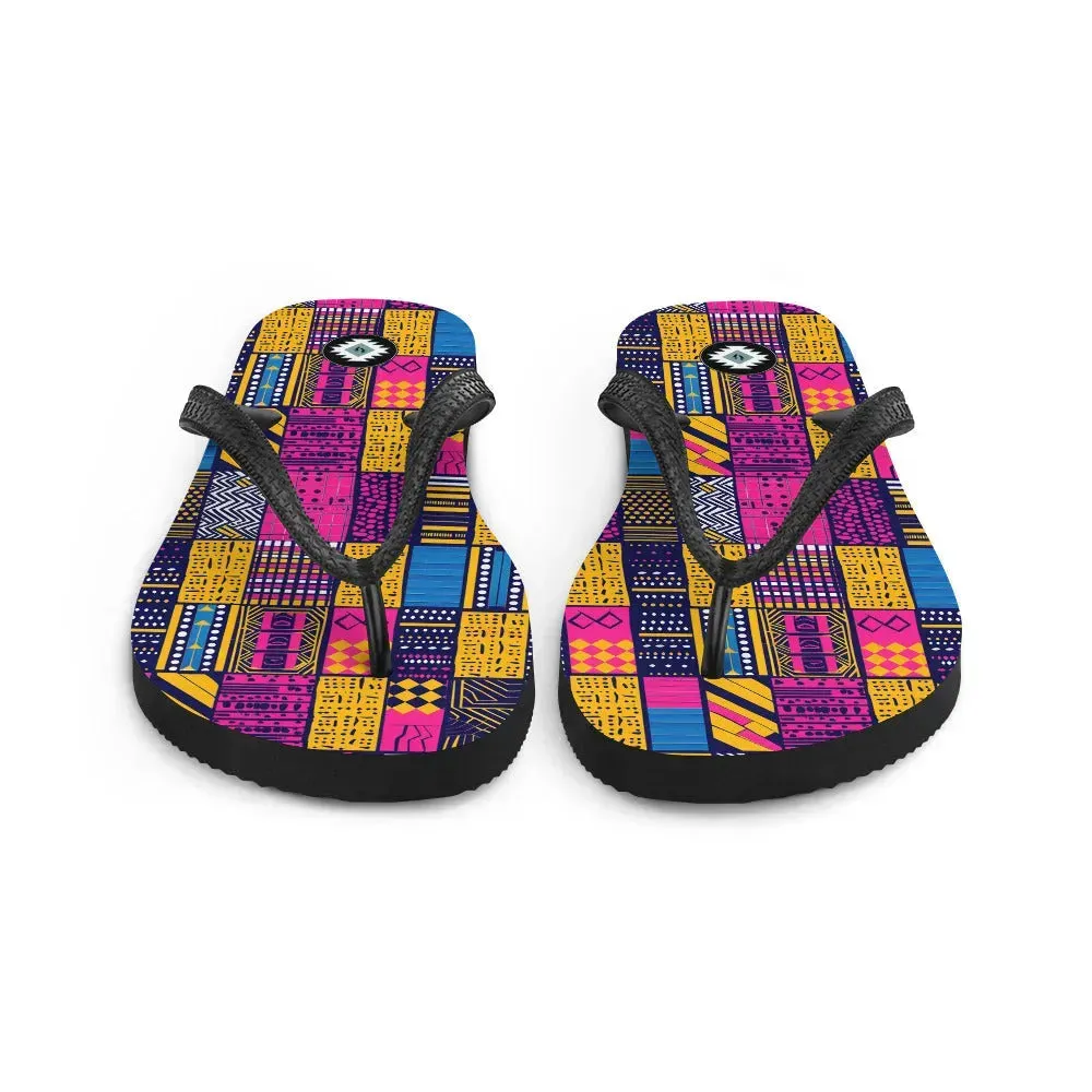 Ghanaian Kente Cloth Flip Flops