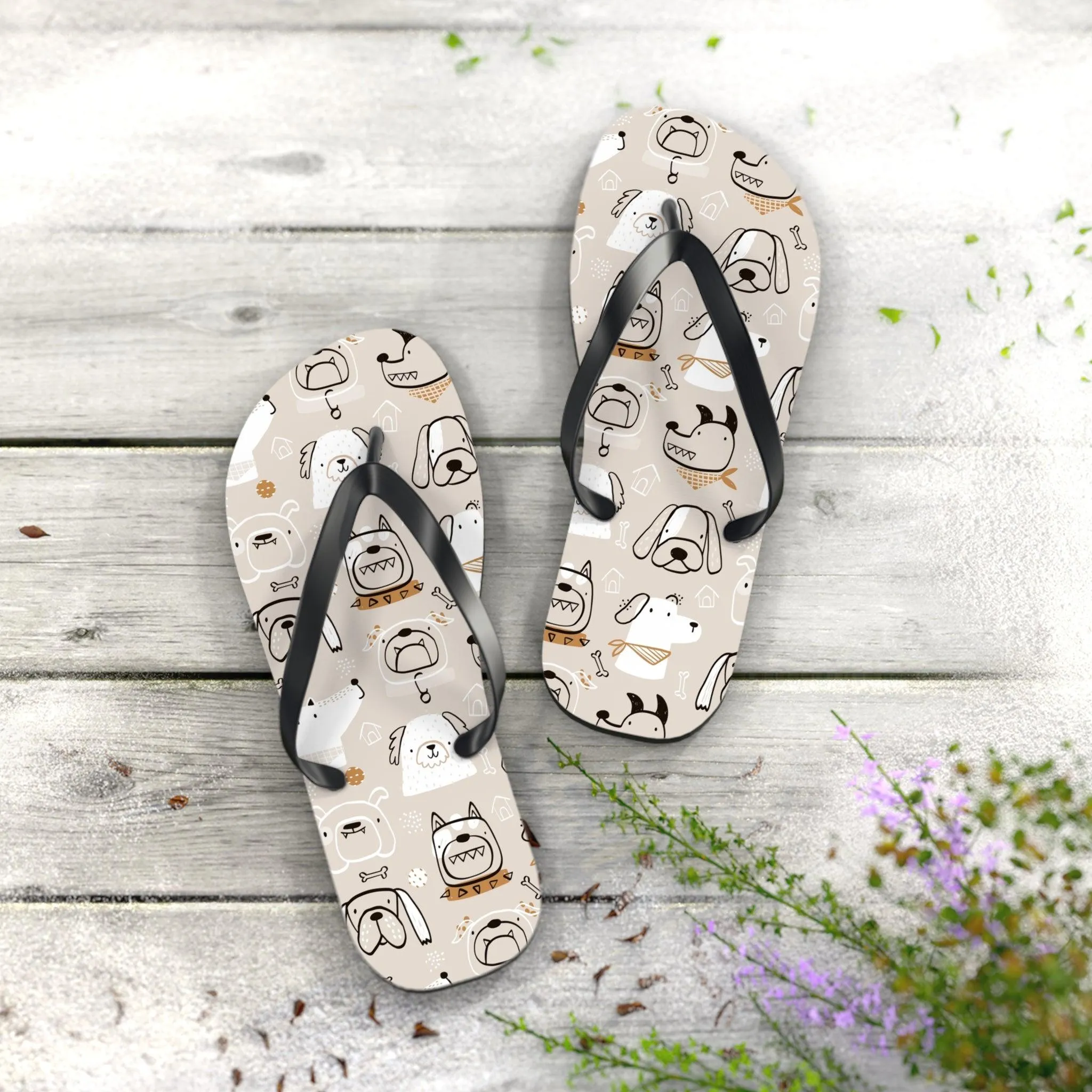 Illustrated Doggers II Flip Flops