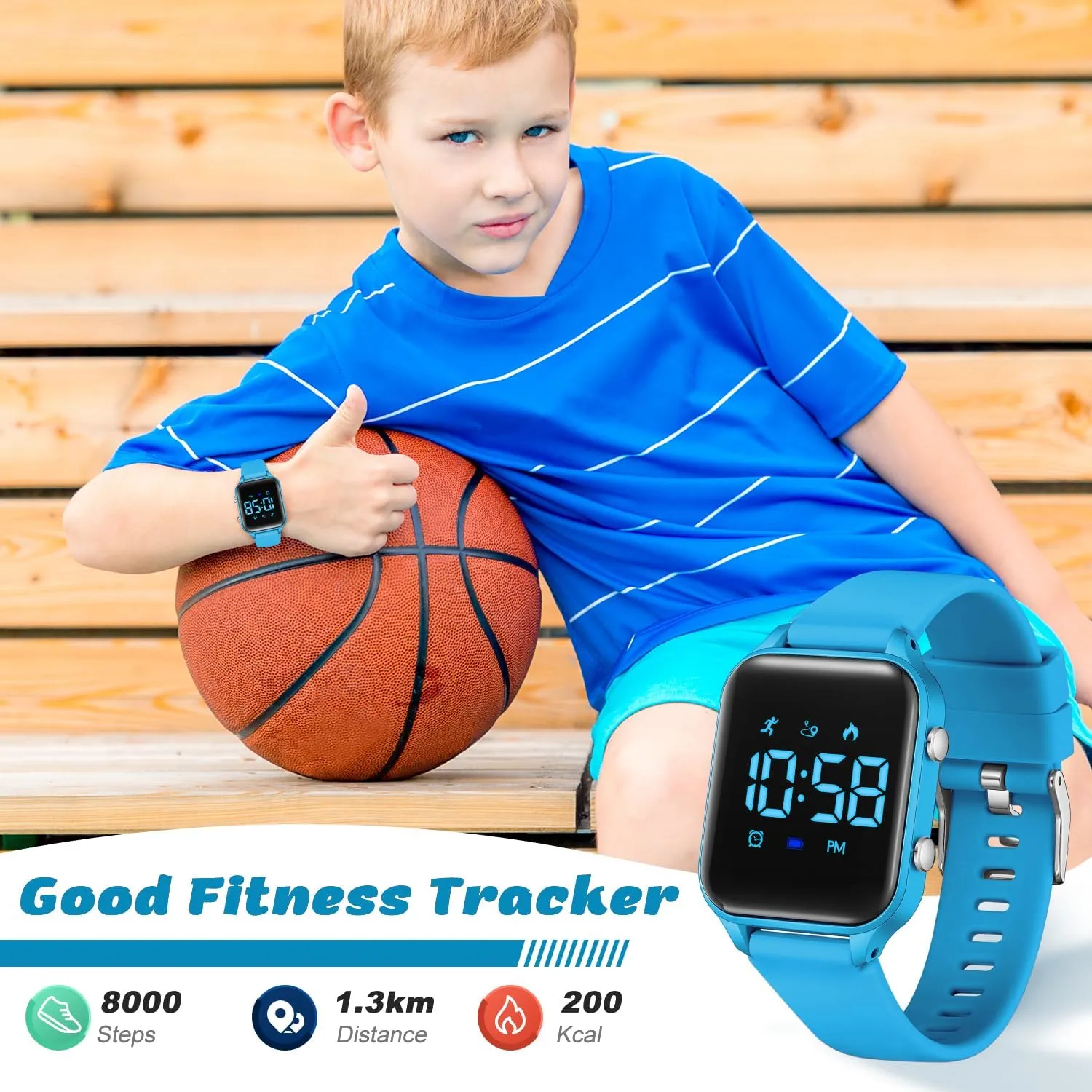 L LAVAREDO Waterproof Kids Digital Watches for Boys Girls,Sport Watch with Pedometer Stopwatch Vibration Alarm for Ages 5-13,No App Fitness Tracker Watch for Kids Teens Birthday Christmas Gifts