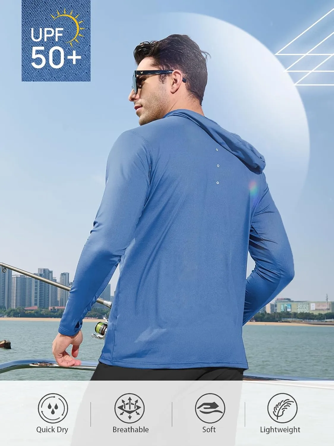 NORTHYARD Men's Sun Protection Hoodie Shirts Long Sleeve UPF 50  Rash Guard Swim Fishing Lightweight SPF UV Shirt with Hood