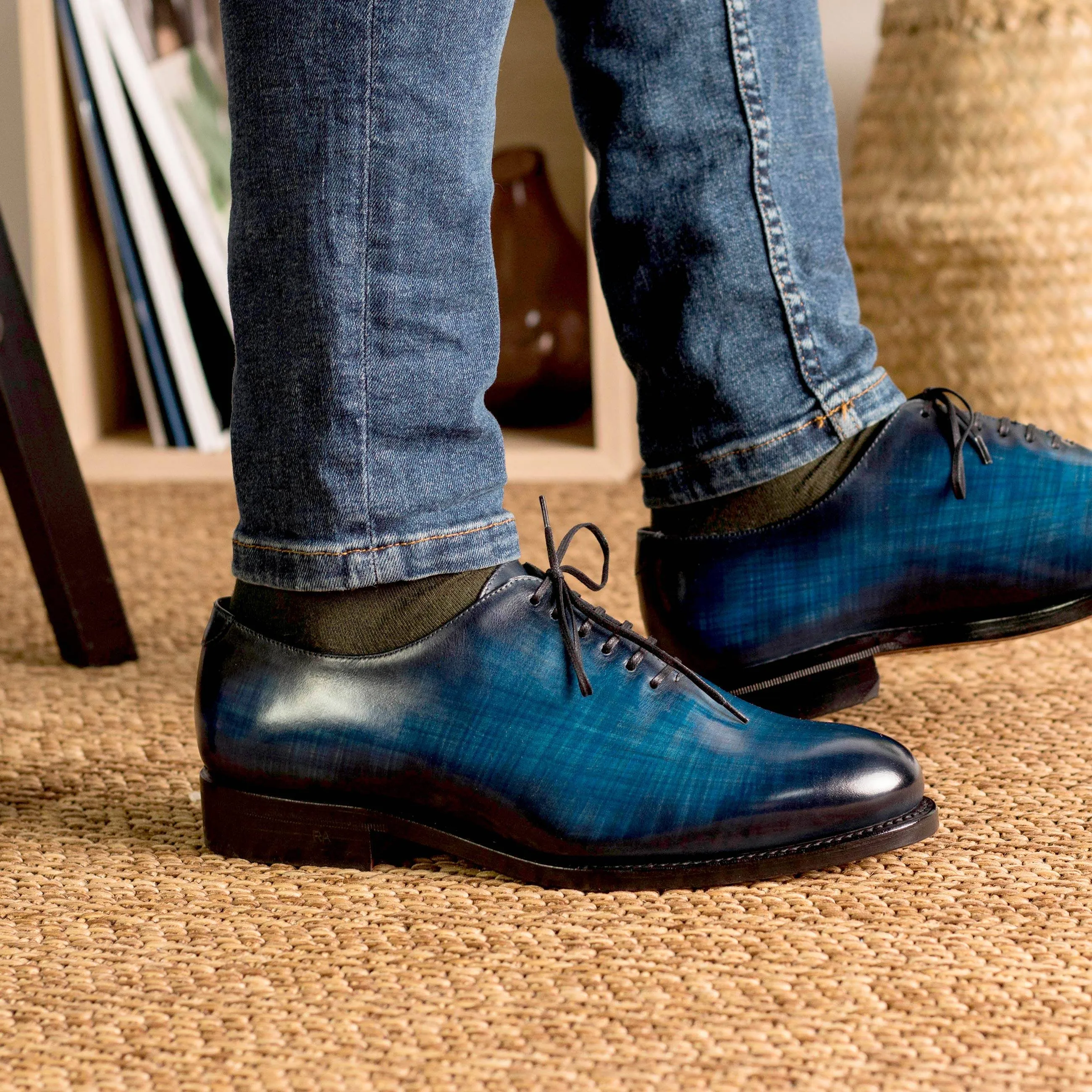 Pidara - Patina Denim red bottom sole oxford dress shoes