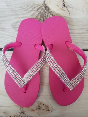 Planet Sea Hot Pink Crystal Flip Flops