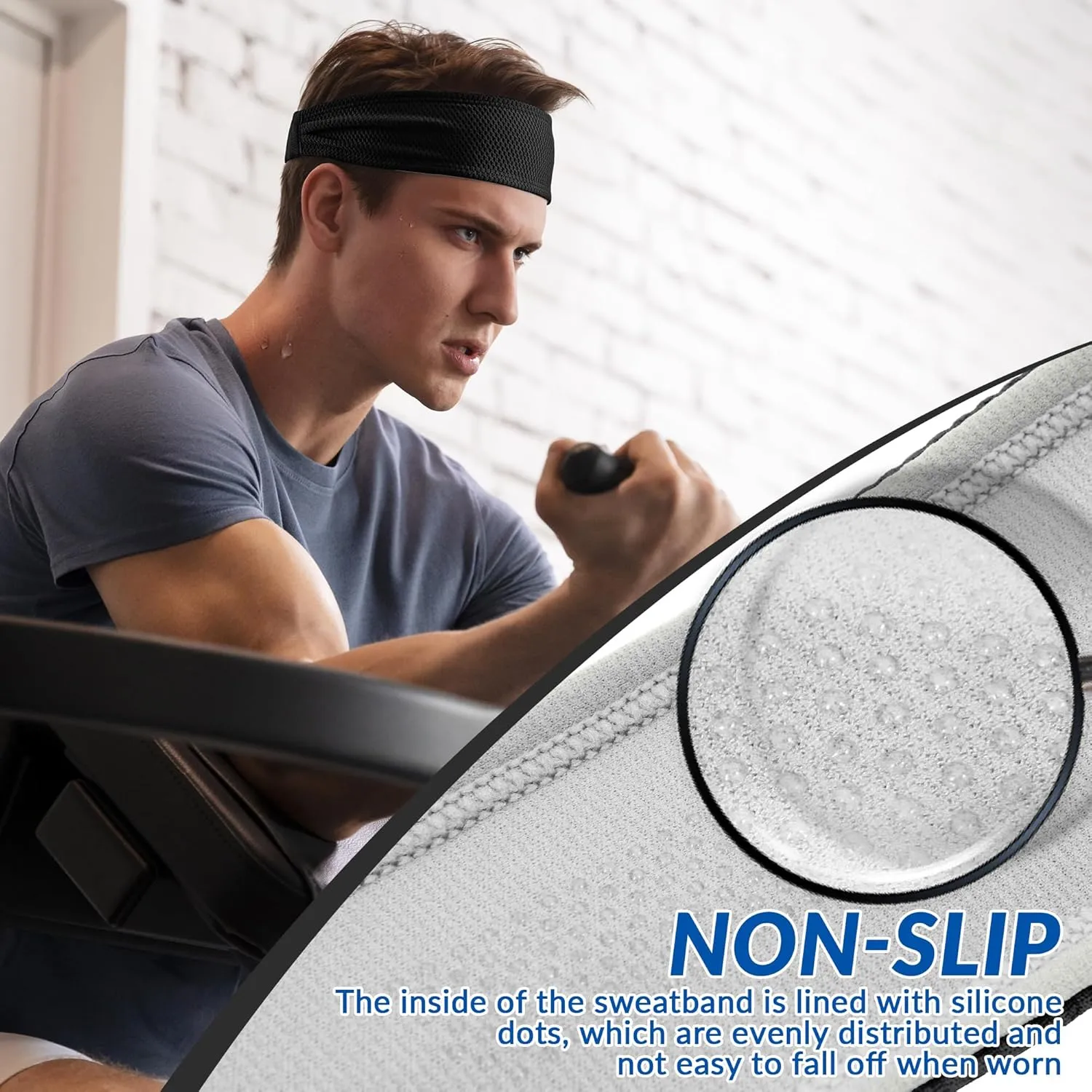Sukeen Sports Headbands for Men, Moisture Wicking Sweat Bands Headbands Non-Slip, Breathable Elastic Sweatband, Running Headband for Yoga, Tennis, Fitness Workout