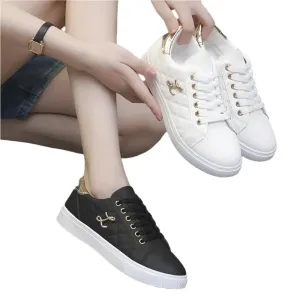 Women’s Breathable Fashion Sneakers | Soft Sole Casual Walking Shoes | White Vulcanized Flats for Women